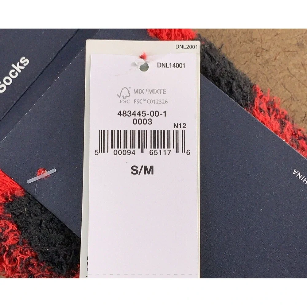 GAP Kids Small/Medium Red/Black Check Cozy Crew Socks 1 Pair NWT